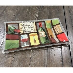 Peggy Karr - Wine Bottles Vino Hand Crafted Fused Glass Platter Tray